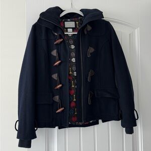 dELiA*s Navy Coat with Colorful Key Pattern Lining